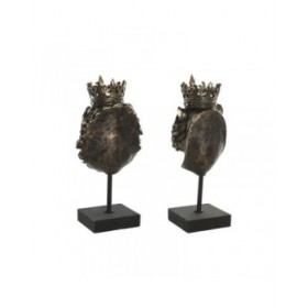 Statua Decorativa Home ESPRIT Marrone scuro Leone Corona 21 x 18 x 44 cm (2 Unità)