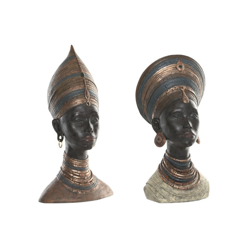 Statua Decorativa Home ESPRIT Marrone Africana 30 x 20 x 53 cm (2 Unità)