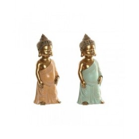 Statua Decorativa Home ESPRIT Verde Rosa Buddha Orientale 10 x 8 x 24 cm (2 Unità)