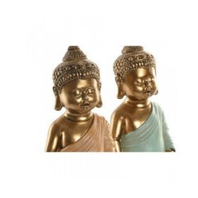 Statua Decorativa Home ESPRIT Verde Rosa Buddha Orientale 10 x 8 x 24 cm (2 Unità)