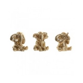 Statua Decorativa Home ESPRIT Dorato Elefante 13 x 12 x 14 cm (3 Unità)