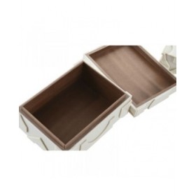 Scatola-Portagioie Home ESPRIT Bianco Resina Osso 18 x 13 x 7,5 cm (2 Pezzi)