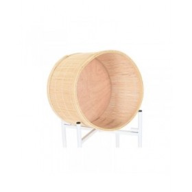Vaso Home ESPRIT Bianco Naturale Metallo Bambù 31 x 31 x 103 cm (3 Pezzi)