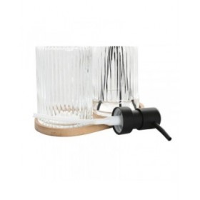 Set da Bagno Home ESPRIT Nero Trasparente Bambù Cristallo Moderno 3 Pezzi