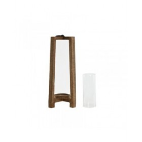 Portacandele Home ESPRIT Naturale Cristallo Legno di mango 27 x 27 x 54 cm
