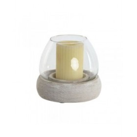 Portacandele Home ESPRIT Bianco Naturale Cristallo Legno di mango 30 x 30 x 40 cm (2 Unità)
