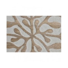 Decorazione da Parete Home ESPRIT Bianco Naturale Floreale 60 x 2,5 x 60 cm (4 Pezzi)