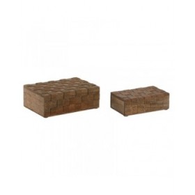 Scatola-Portagioie Home ESPRIT Naturale Legno di mango (2 Pezzi)