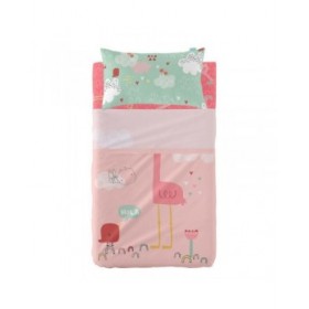 Set di Lenzuola HappyFriday Moshi Moshi Hola Multicolore Culla Neonato 2 Pezzi