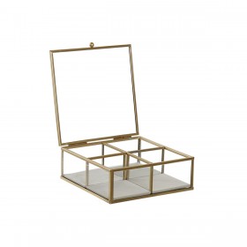 Scatola-Portagioie DKD Home Decor Verde Grigio chiaro Metallo Cristallo 15 x 15 x 5,5 cm (2 Unità)