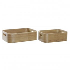Set di Scatole Decorative DKD Home Decor Naturale Legno MDF 35,5 x 25 x 10 cm