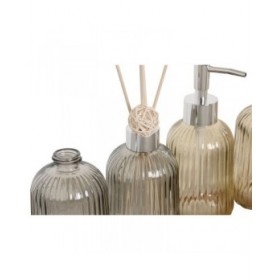Set da Bagno Home ESPRIT Grigio Arancio Ambra Bambù Cristallo 3 Pezzi