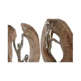 Statua Decorativa Home ESPRIT Marrone Argentato Naturale 19 x 9 x 28 cm (2 Unità)