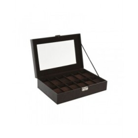 Scatola-Portagioie Home ESPRIT Marrone scuro Poliuretano Cristallo Acciaio Legno MDF 30 x 20 x 8 cm