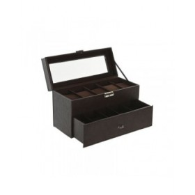 Scatola-Portagioie Home ESPRIT Marrone Poliuretano Cristallo Legno MDF 27,5 x 11 x 15 cm