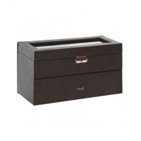 Scatola-Portagioie Home ESPRIT Marrone Poliuretano Cristallo Legno MDF 27,5 x 11 x 15 cm