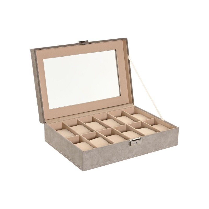 Scatola-Portagioie Home ESPRIT Grigio Grigio scuro Poliuretano Legno MDF 29,5 x 20 x 8 cm