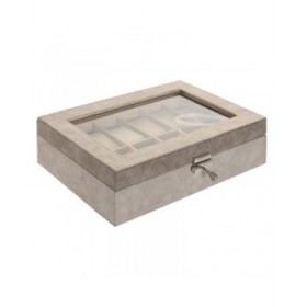 Scatola-Portagioie Home ESPRIT Grigio Grigio scuro Poliuretano Legno MDF 29,5 x 20 x 8 cm