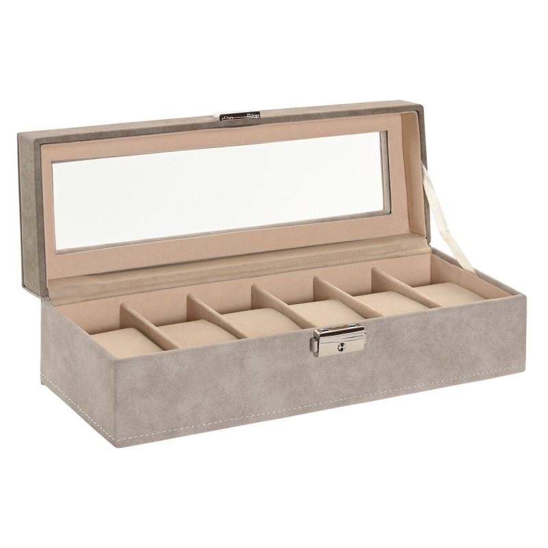 Scatola-Portagioie Home ESPRIT Grigio Grigio scuro Poliuretano Legno MDF 30 x 10 x 8 cm