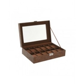 Scatola-Portagioie Home ESPRIT Marrone Poliuretano Cristallo Legno MDF 30 x 20 x 8 cm