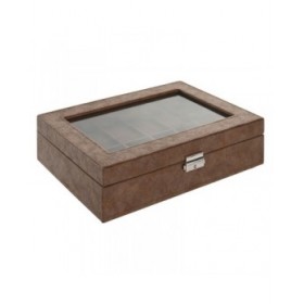 Scatola-Portagioie Home ESPRIT Marrone Poliuretano Cristallo Legno MDF 30 x 20 x 8 cm