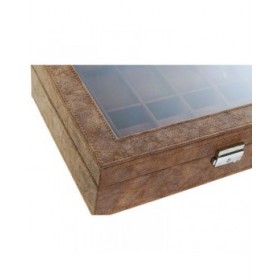 Scatola-Portagioie Home ESPRIT Marrone Poliuretano Cristallo Legno MDF 30 x 20 x 8 cm