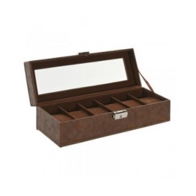 Scatola-Portagioie Home ESPRIT Marrone Poliuretano Cristallo Legno MDF 30 x 10 x 8 cm
