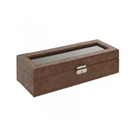 Scatola-Portagioie Home ESPRIT Marrone Poliuretano Cristallo Legno MDF 30 x 10 x 8 cm