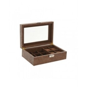 Scatola-Portagioie Home ESPRIT Marrone Poliuretano Cristallo Legno MDF 25 X 16,5 X 8,5 CM