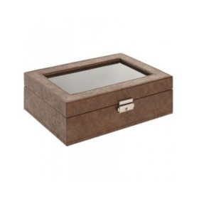 Scatola-Portagioie Home ESPRIT Marrone Poliuretano Cristallo Legno MDF 25 X 16,5 X 8,5 CM