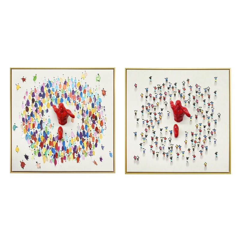 Quadro Home ESPRIT Uomo Moderno 80 x 3,5 x 80 cm (2 Unità)