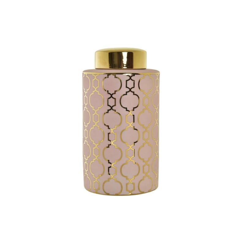 Vaso DKD Home Decor Rosa Dorato Porcellana Orientale Cromato 17 x 17 x 32 cm
