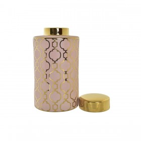 Vaso DKD Home Decor Rosa Dorato Porcellana Orientale Cromato 17 x 17 x 32 cm