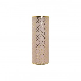 Vaso DKD Home Decor 13,5 x 13,5 x 36 cm Porcellana Rosa Dorato Orientale Cromato