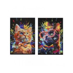 Quadro Home ESPRIT Nero Gatto Loft 63 x 3 x 93 cm (2 Unità)