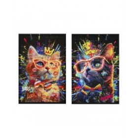 Quadro Home ESPRIT Nero Gatto Loft 63 x 3 x 93 cm (2 Unità)