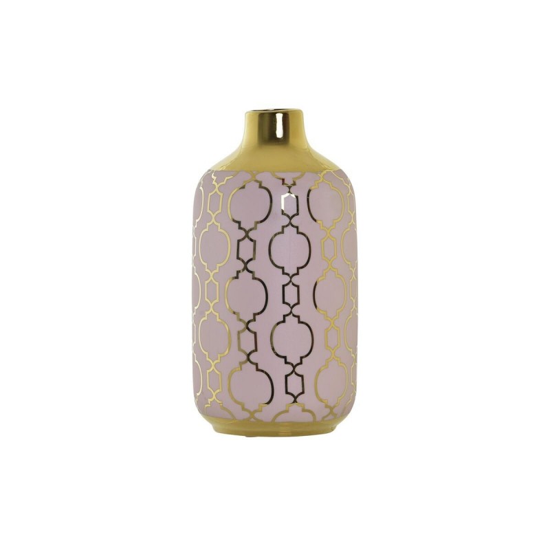 Vaso DKD Home Decor Rosa Dorato Porcellana Orientale Cromato 13 x 13 x 26 cm