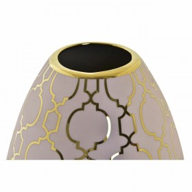 Vaso DKD Home Decor Porcellana Rosa Dorato Orientale Cromato 16 x 16 x 18 cm