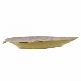 Centrotavola DKD Home Decor 27,5 x 16 x 3 cm Rosa Dorato Orientale Cromato Foglia della pianta