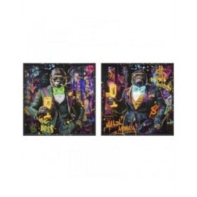 Quadro Home ESPRIT Gorilla Loft 83 x 3,7 x 83 cm (2 Unità)