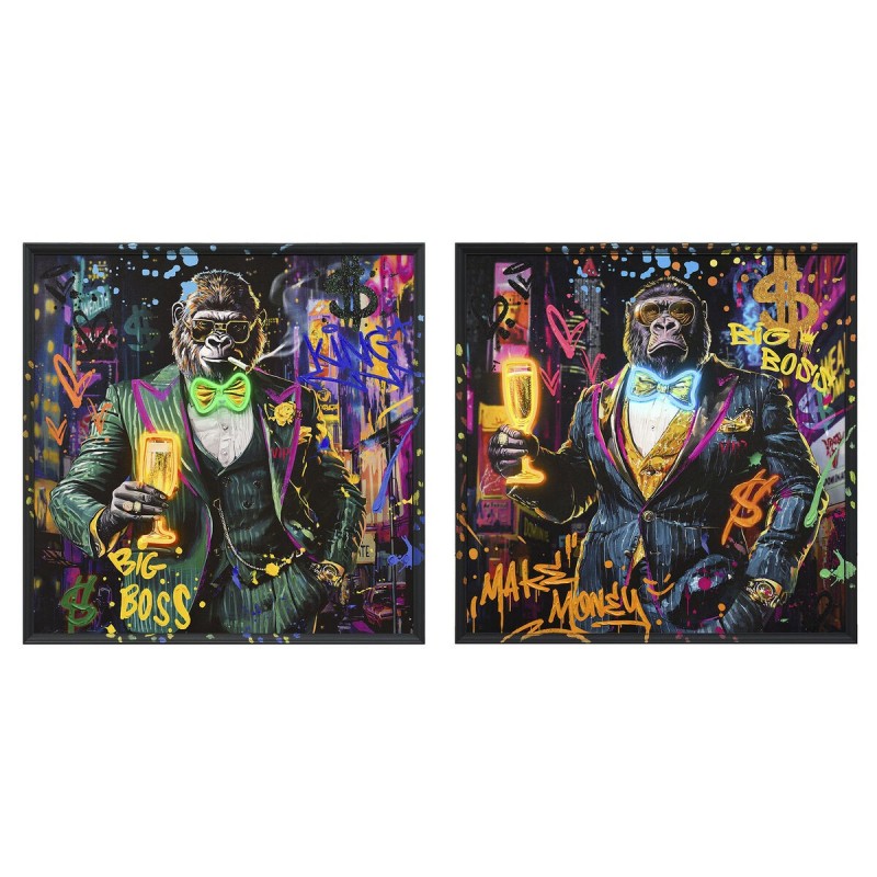 Quadro Home ESPRIT Gorilla Loft 83 x 3,7 x 83 cm (2 Unità)