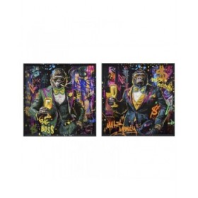 Quadro Home ESPRIT Gorilla Loft 83 x 3,7 x 83 cm (2 Unità)