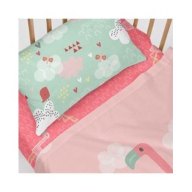 Set di Lenzuola HappyFriday Moshi Moshi Hola Multicolore Culla Neonato 2 Pezzi