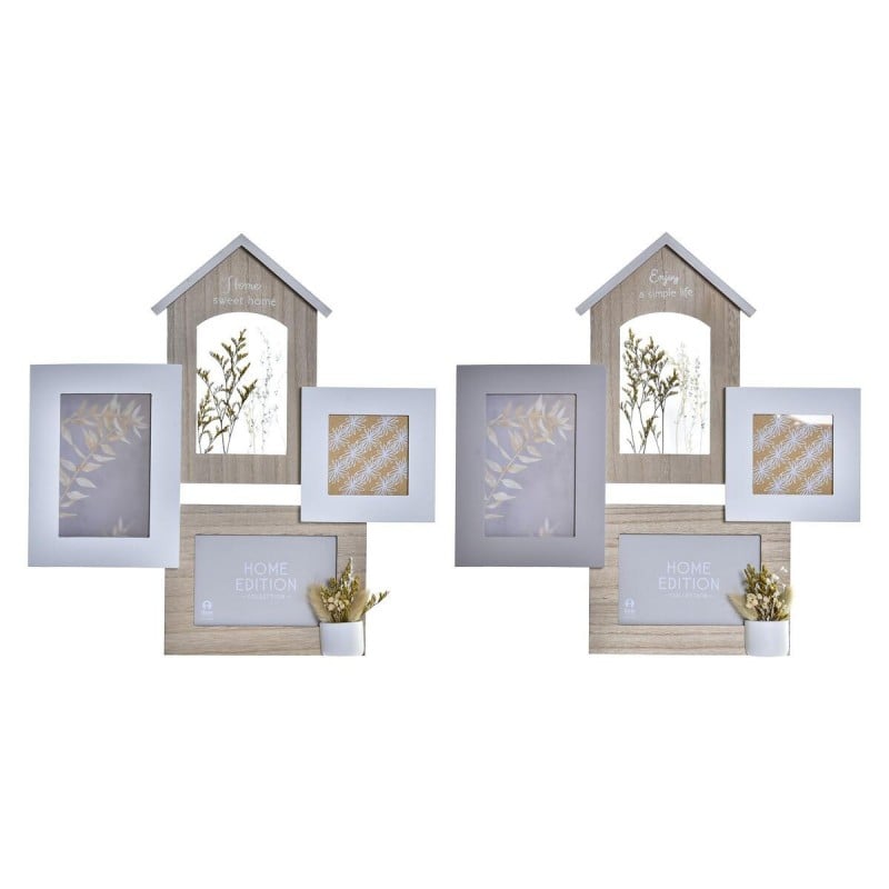 Cornice Portafoto DKD Home Decor Legno 39 x 3 x 41 cm Naturale Impianto (2 Unità)