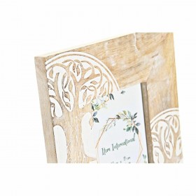 Cornice Portafoto DKD Home Decor Bianco Marrone Legno Cristallo Legno di mango Albero Indiano 20 x 2 x 25,5 cm