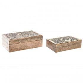 Scatola-Portagioie DKD Home Decor Marrone Marrone scuro Legno di mango 25 x 17 x 9 cm (2 Pezzi)