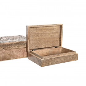 Scatola-Portagioie DKD Home Decor Marrone Marrone scuro Legno di mango 25 x 17 x 9 cm (2 Pezzi)