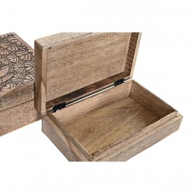 Scatola-Portagioie DKD Home Decor Marrone Marrone scuro Legno di mango 25 x 17 x 9 cm (2 Pezzi)