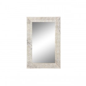 Specchio da parete DKD Home Decor Naturale Bianco Legno di mango (76,5 x 3 x 122 cm)