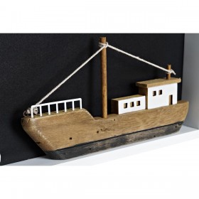 Statua Decorativa DKD Home Decor Bianco Marrone Barco 40 x 3,5 x 20 cm
